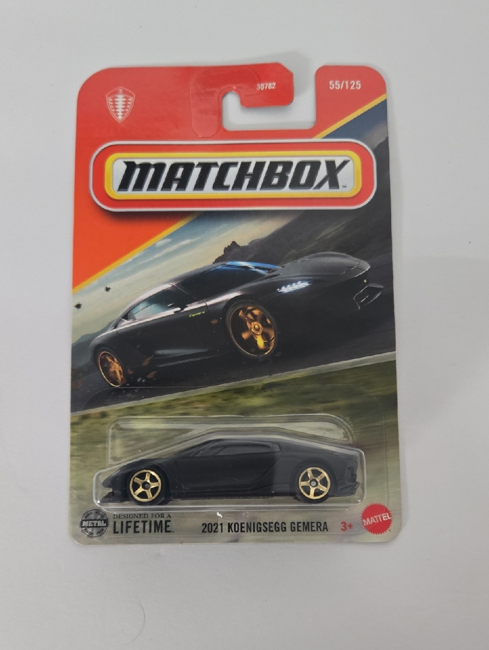 Matchbox 2021 Koenigsegg Gemera Toy Car - Black with Gold Wheels